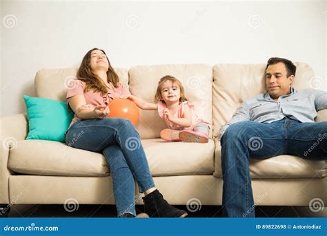 Parents Tired Of Playing With Their Child Stock Photo Image Of People