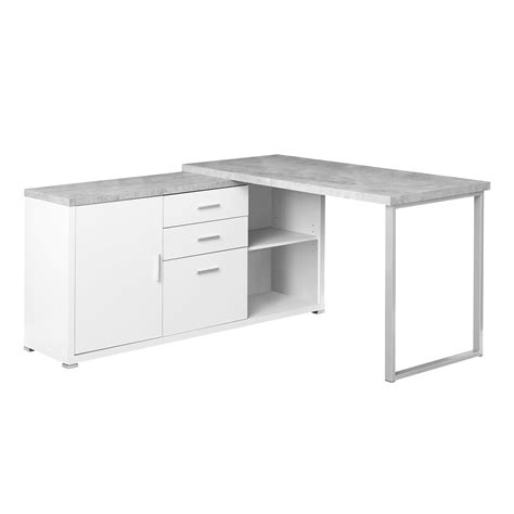Storage solutions, shelving, bookcases, desks, chairs and more raise the bar. 57" White and Gray Contemporary L-Shaped Computer Desk ...
