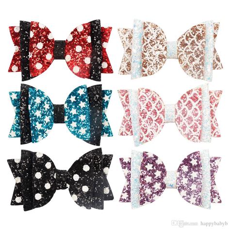 lovely bow hair glitter hairpin cute star scale pattern barrettes girls prince hair clip bowknot