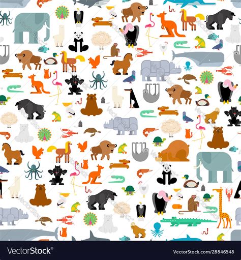 Animals Pattern Seamless Zoo Background Baby Vector Image