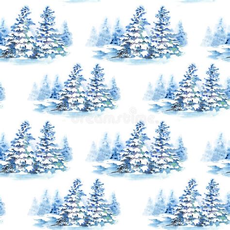 Seamless Pattern With Snowy Fir Trees Stock Illustration Illustration