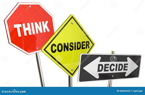 Think Consider Decide Options Choices Signs Stock Illustration