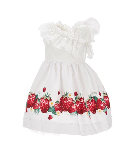 Monnalisa Strawberries White Dress Pre Order