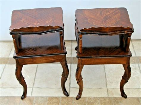 Antique French Nightstands Pair Hand Carved Solid Dark Oak Etsy