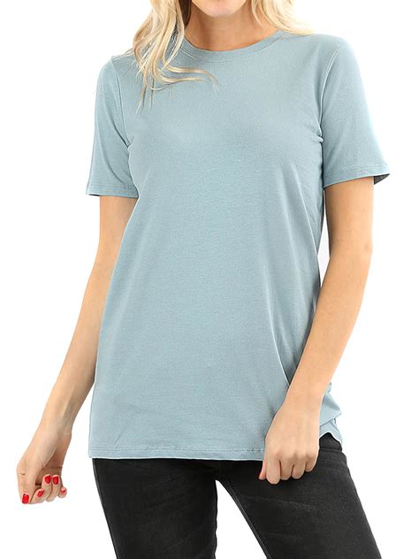 Womens Cotton Crew Neck Short Sleeve Relaxed Fit Basic Tee Shirts