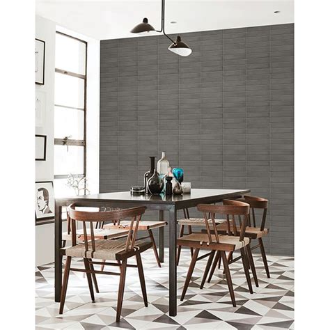 2540 24025 Midcentury Modern Dark Grey Brick Wallpaper