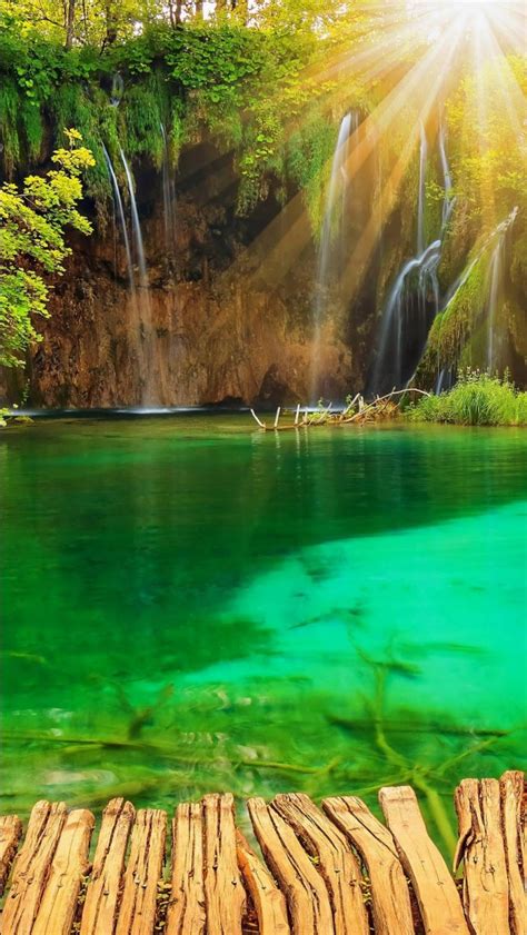 Beautiful Sunbeam View On Rocks And Waterfalls In Forest 4k Hd Nature
