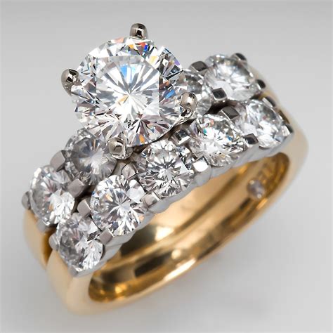 The Leo 2 Carat Diamond Engagement Ring Bridal Set 18k Gold And Platinum