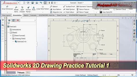Solidworks 2d Drawing Practice Tutorial Basic Exercise 1 Youtube