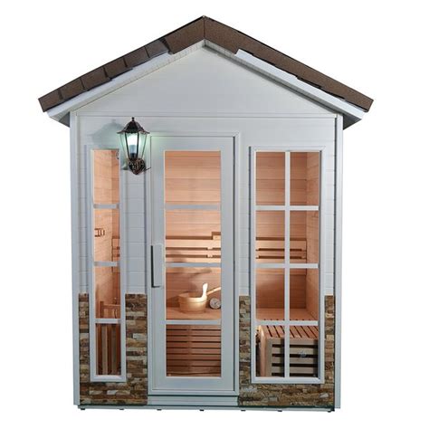 Shop Aleko 4 Person Wood Outdoor Stone Finish Wet Dry Sauna With Heater