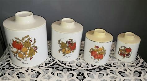 Vintage Metal Canister Set Of 4 Ransburg Made In Usa Etsy