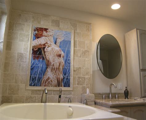 Female Nude Bathroom Tile Mural In Modern Bathroom Design