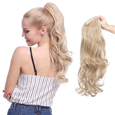 S Noilite Long Thick Claw Jaw Ponytail Big Wave Clip In Pony Tail Hair