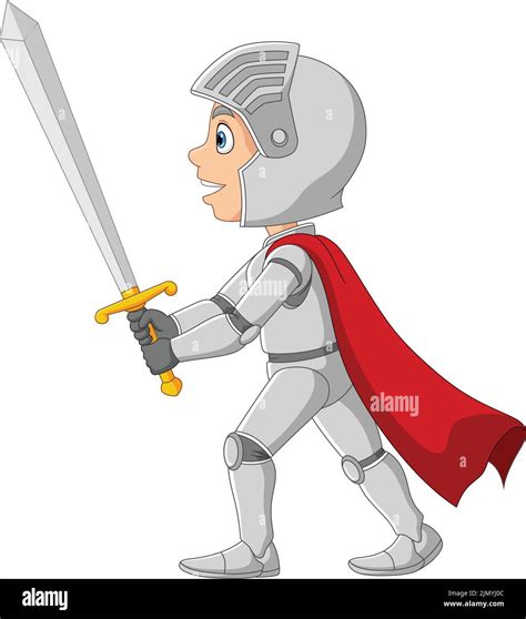 Cartoon Knight Holding A Sword Stock Vector Image And Art Alamy