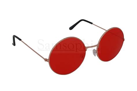 Red Tinted Sunglasses With A Gold Round Frame Uv400 Etsy Uk