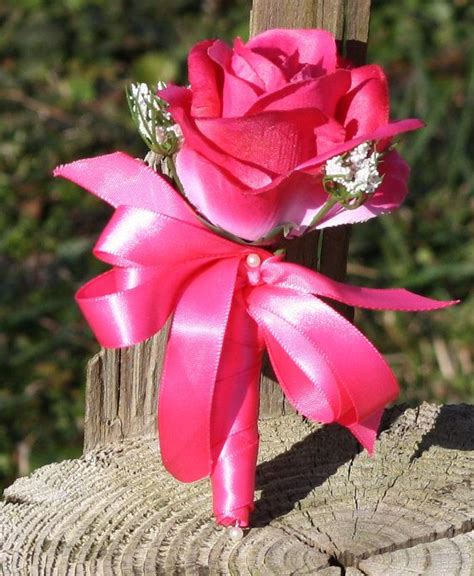 Hot Pink Rose Corsage By Silkflowersbyjean On Etsy 10 00 Hot Pink Roses Rose Corsage Pink
