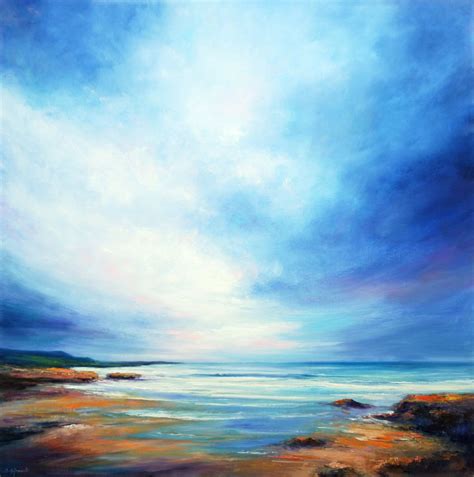 Cloudy Beach - Large Seascape Painting (100x100 | Artfinder