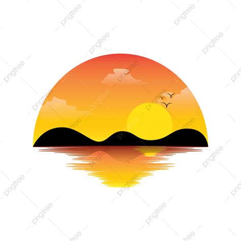 Beautiful Summer Sunset Vector Illustration Sunset Summer Vector Png