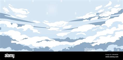 Cartoon Evening Sunset Surrounded By Clouds Vector Graphic Illustration
