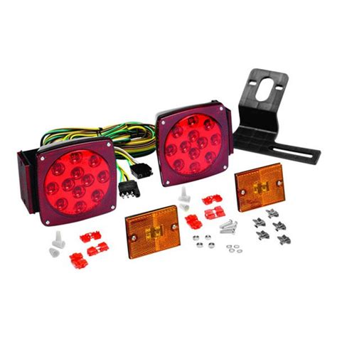 This linkitom submersible led trailer light kit has everything you need which includes the two stop turn signals led marker lights, a 22 feet and a 4 feet wiring harness, two amber clearance lights, 4pcs complimentary reflective sticker, license plate bracket. LED Trailer Tail Light Kit