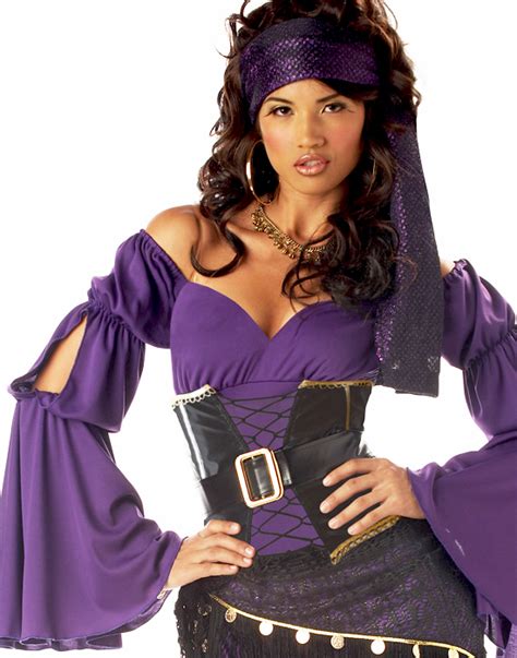 Womens Purple Mystic Seductive Gypsy Egyptian Halloween Costume Dress S L