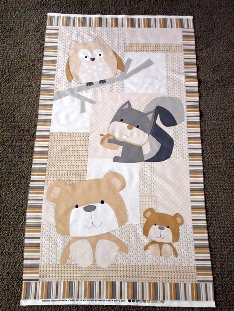 Baby Fabric Panel Woodland Animal Unisex Baby Cot Panel Owl Quilting