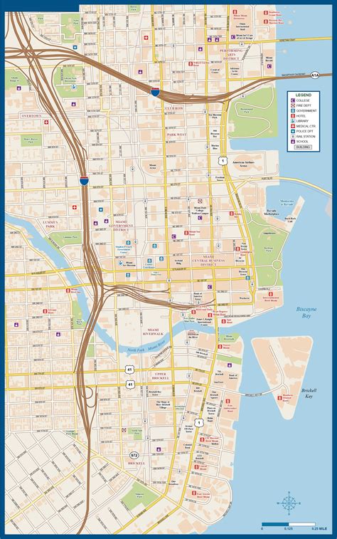 Miami Downtown Map Digital Vector Creative Force