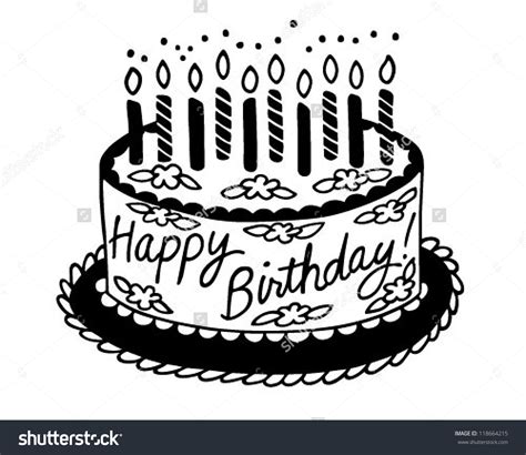 Happy Birthday Cake Clipart Black And White 20 Free Cliparts Download