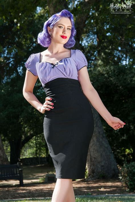Pinup Couture Mary Ann Dress In Lavender And Black Pinup Girl