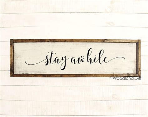 Stay Awhile Sign Stay Awhile Wood Sign Stay Awhile Sign Etsy