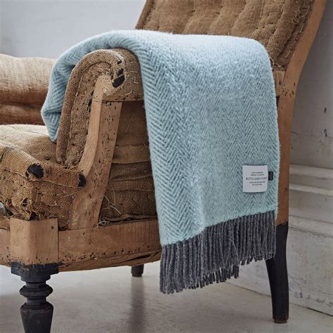 Cashmere And Merino Duck Egg Blue Throw By Bottle Green Homes