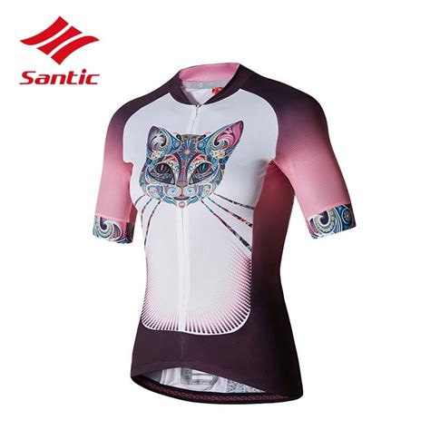 Santic Women Cycling Jersey Summer Short Sleeve Bicycle Clothes Quick Dry Road Bike Downhill