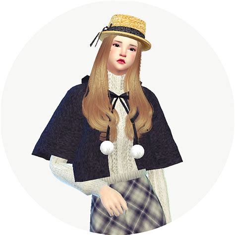 Femalehood Cape Coat후드 케이프 코트여성 의상 Sims 4 Clothing Marigold Sims