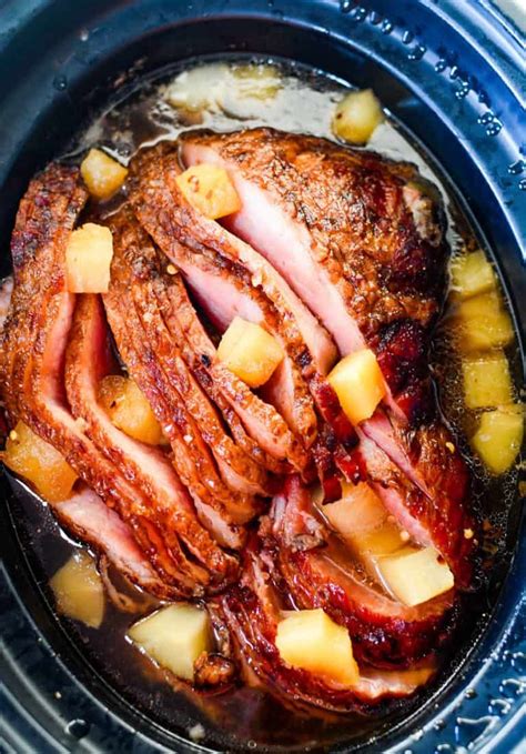 Ham With Pineapples And Potatoes In A Slow Cooker