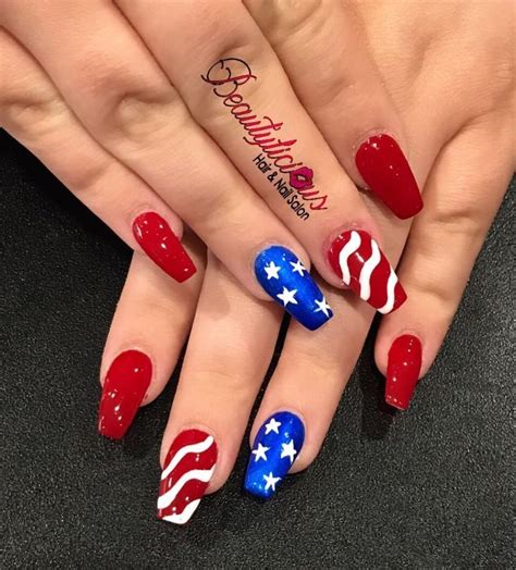 American Flag Nails Flag Nails Fake Nails Designs