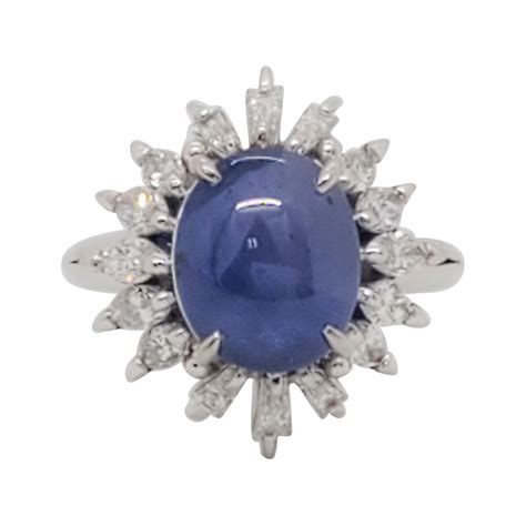 Blue Star Sapphire And Diamond Ring At 1stdibs