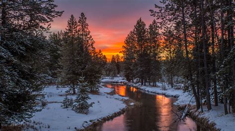 A Beautiful Morning Sunrise Lights Up The Winter Sky In Island Park Idaho 4k Wallpaper