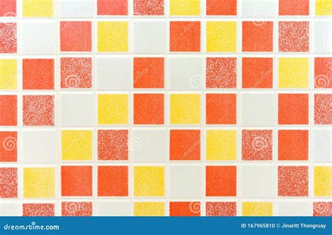 Multiple Colored Square Mosaic Tiles Texture With White Filling