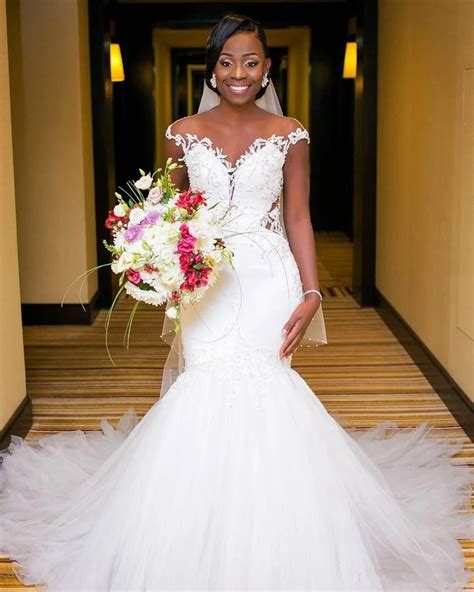 African Cap Sleeve Wedding Dresses Lace Mermaid Bridal Gowns Church Bridal Dress In Wedding