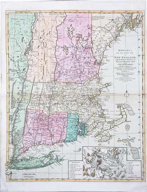 Vibrant Example Of Bowles And Carvers New England Rare And Antique Maps