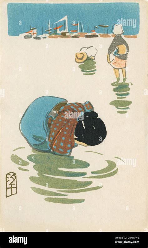 [ 1910s Japan Japanese Women Collecting Shells ] — Illustration Of Japanese Women Collecting