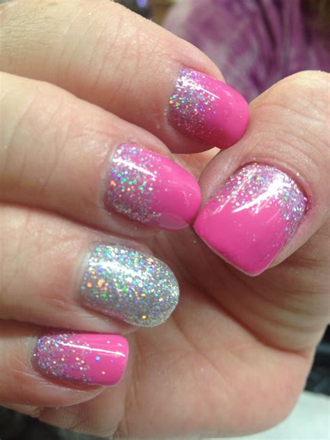 Cnd Shellac Pink Glitter Reverse French Nail Art Pinterest Pink