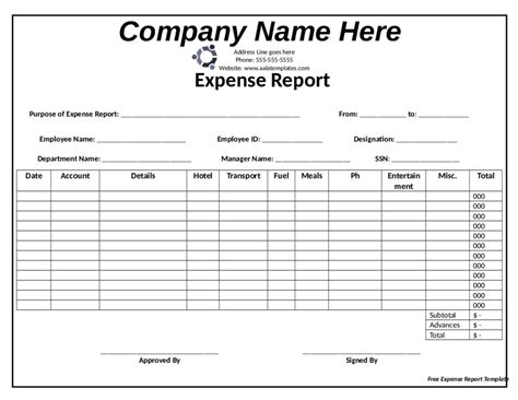 Fillable Expense Forms Printable Forms Free Online
