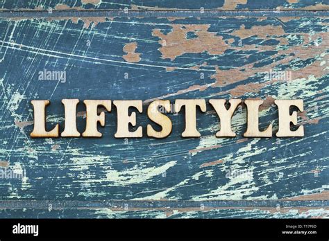 Word Lifestyle Written With Wooden Letters On Rustic Surface Stock