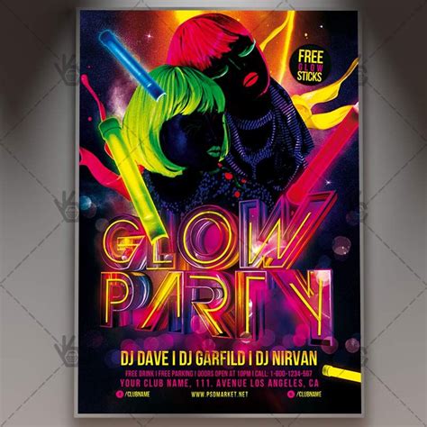 Glow Party Premium Flyer Psd Template Psdmarket Glow Party Psd