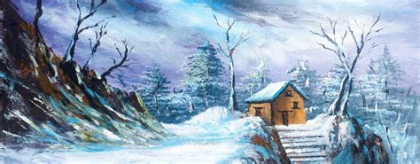 Snowy Winter Acrylic Landscape Paintings Tutorial How To Paint Step