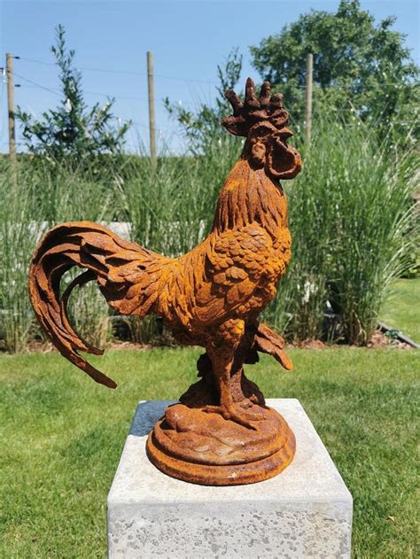 Large Cast iron rooster Garden statue Cast iron garden | Etsy | Rooster 
