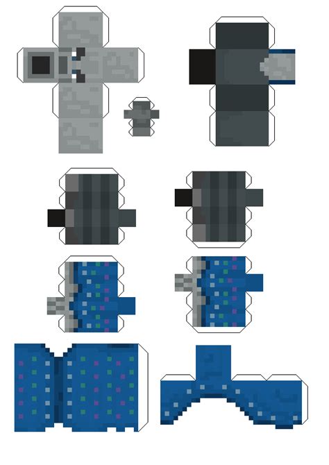 Minecraft Papercraft Drowned With Trident Pixel Papercraft Designs