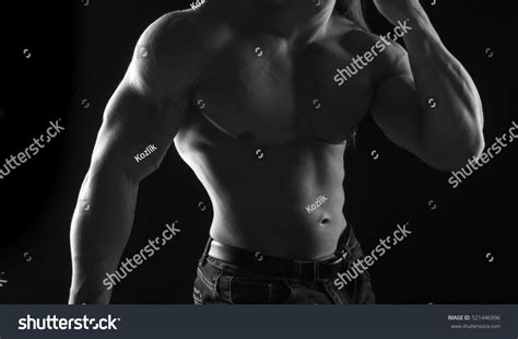 Blackandwhite Portrait Naked Torso Male Bodybuilder Stock Photo Shutterstock