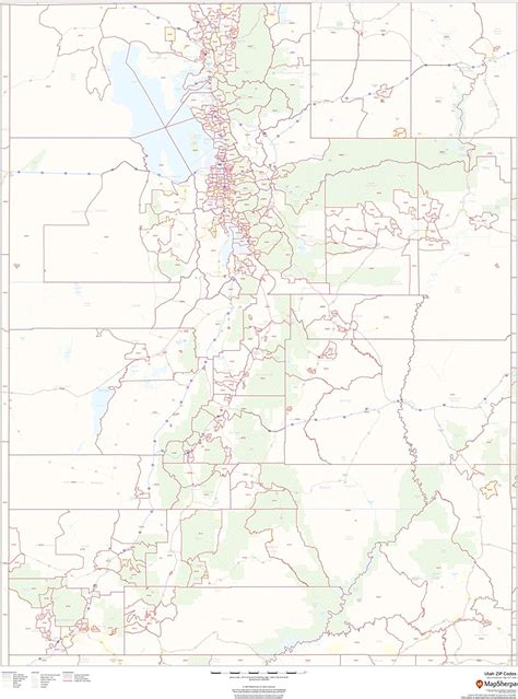 Utah Zip Code Map 36 X 48 Paper Amazonca Everything Else